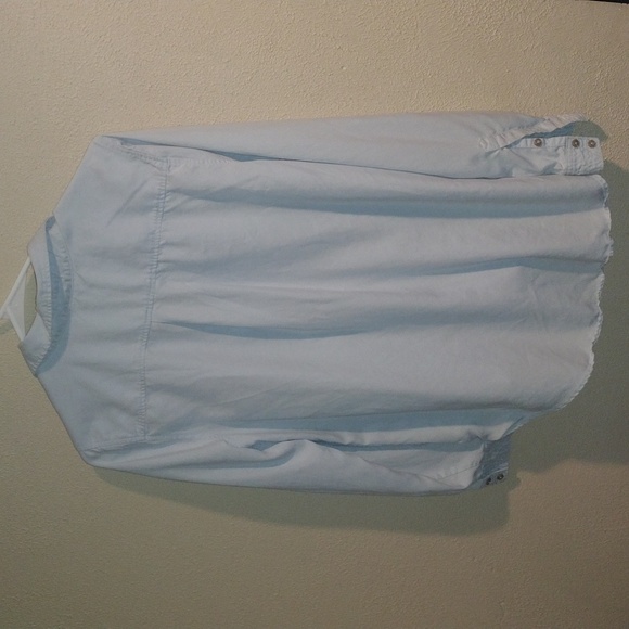 HOLDING HORSES Faux Wrap 100% Lyocell Collared Baby Blue Popover Top 6 - Picture 6 of 6